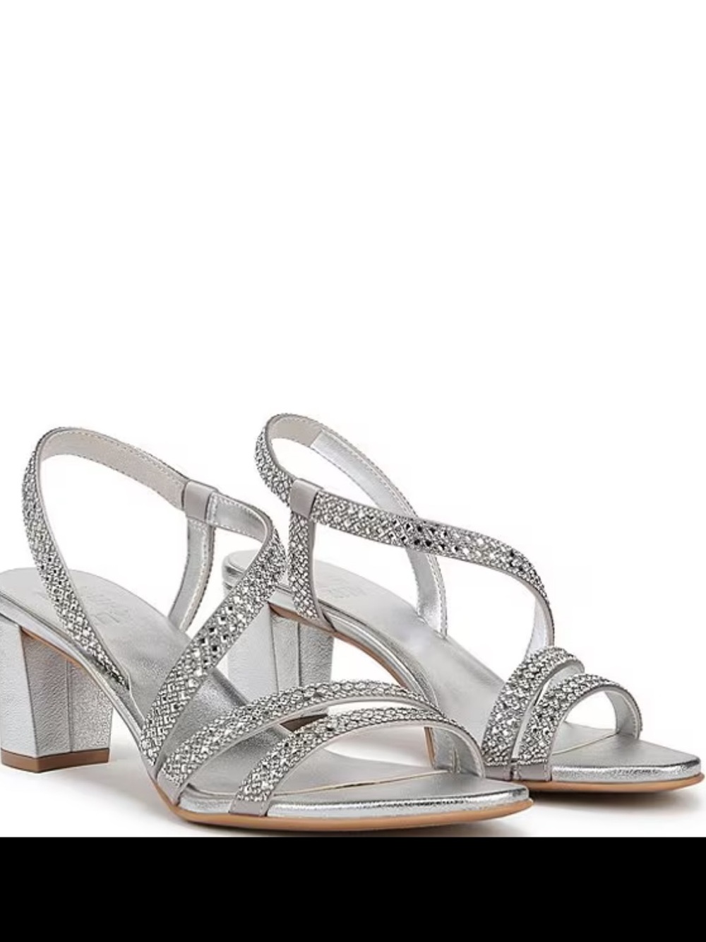 Naturalizer Size 8.5 Vanessa Satin Strappy Crystal Block Heel Evening Sandals